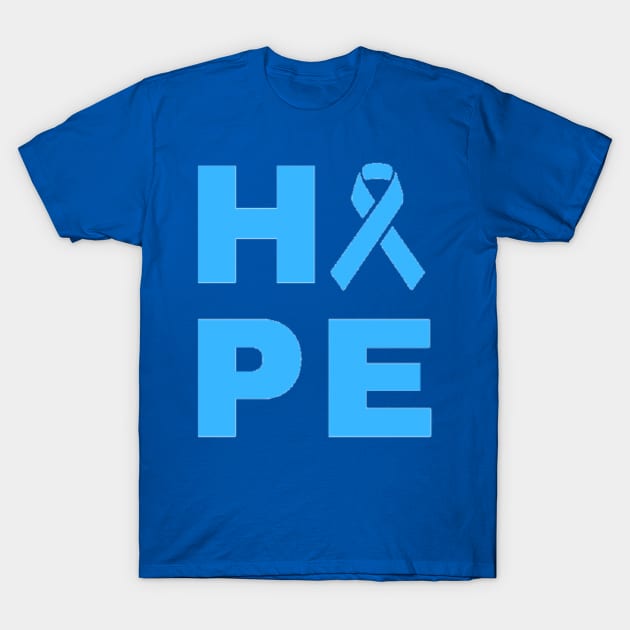 Hope Awareness Ribbon (Light Blue) T-Shirt by CaitlynConnor